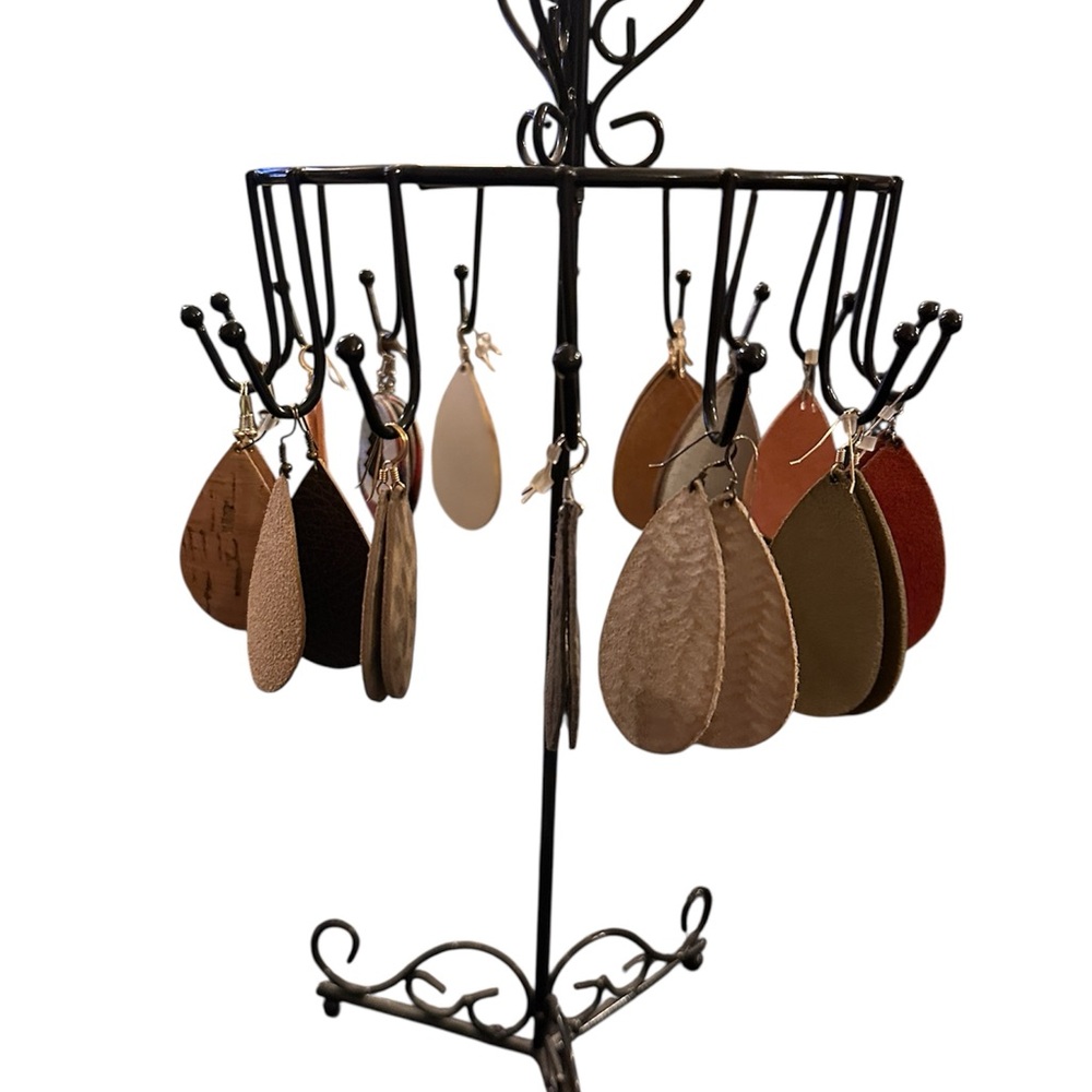 Assorted Leather Teardrop Earrings